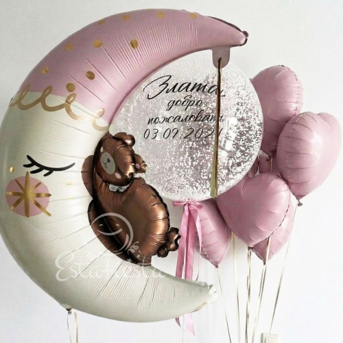 Нежный набор шаров в цвете пыльная роза на выписку девочки