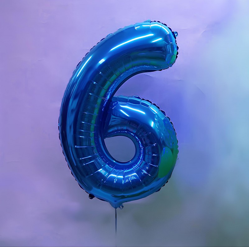 Цифра 6 синяя