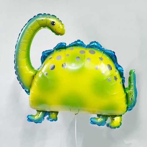 Зелёный Динозавр с длинной шеей с гелием