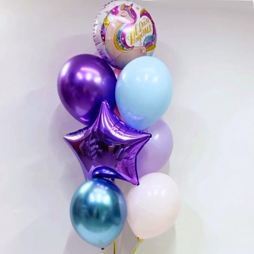 Фонтан из шаров с кругом с единорогом