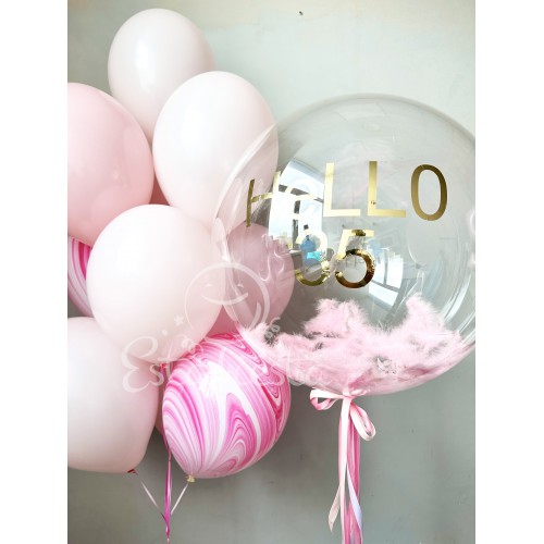 Нежно-розовая композиция из шаров Hello 35