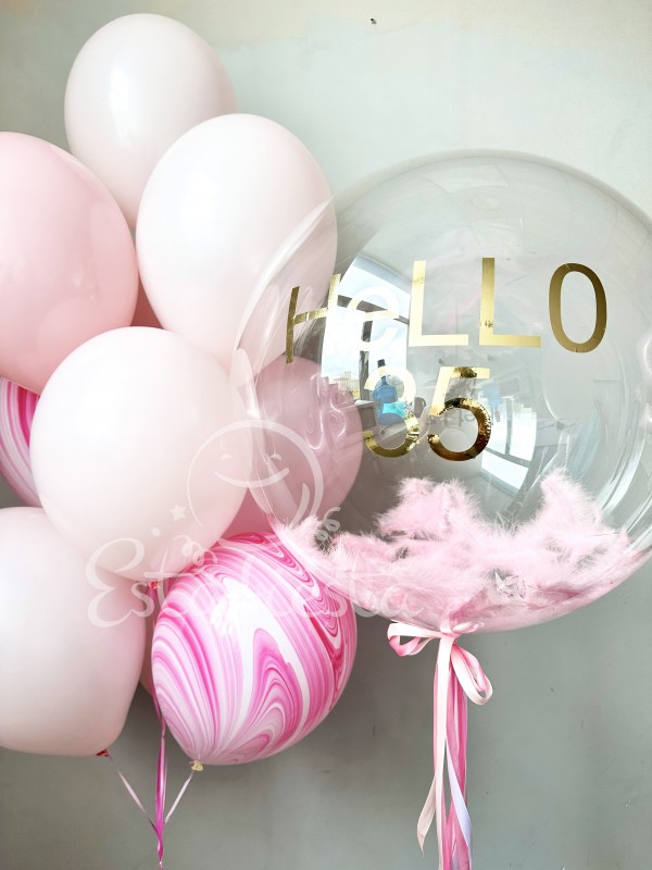 Нежно-розовая композиция из шаров Hello 35