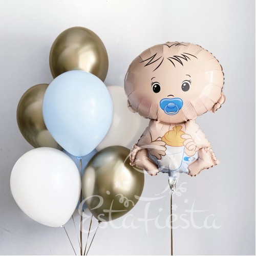 Небольшая композиция из шаров на выписку мальчика