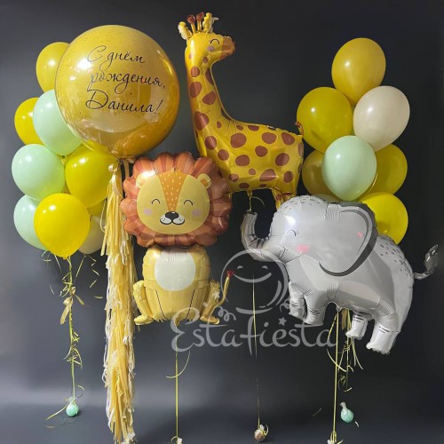 Оформление шарами с животными сафари