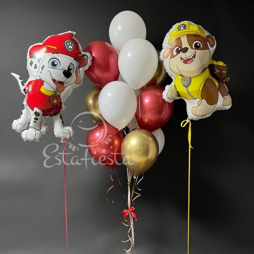 Композиция из шаров Щенячий патруль Маршал и Крепыш