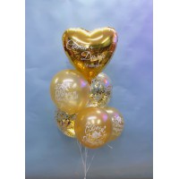 Фонтан из  золотых шаров на годовщину свадьбы