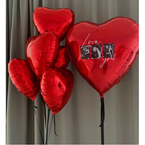 Красное сердце с фото и связка сердец
