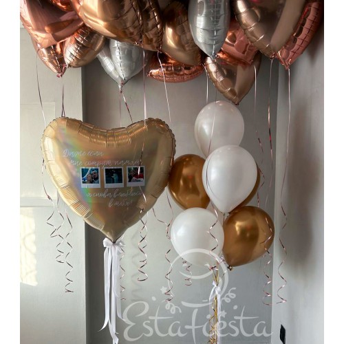 Оформление шарами с большим сердцем с фото