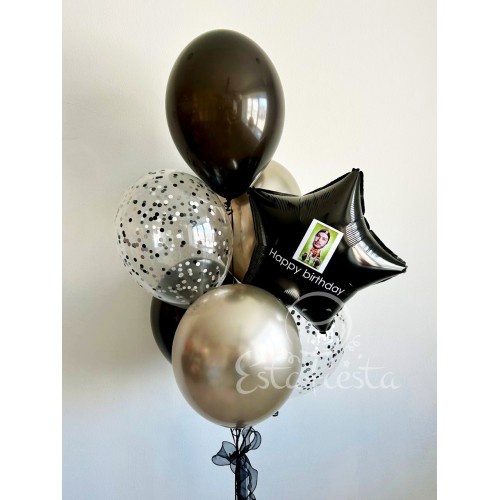 Фонтан из шаров с фольгированной звездой с фото