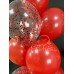 Красный фонтан из шаров с красными цифрами