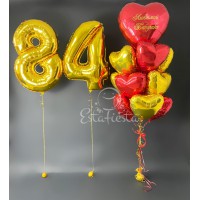 Красно-золотой набор шаров Любимой бабушке с цифрами