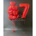 Фольгированный торт с цифрой семь и фотан из красных фольгированных сердец