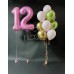 Фольгированные розовые цифры и фонтан из 13 шаров