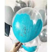 Прозрачные шары с голубой краской