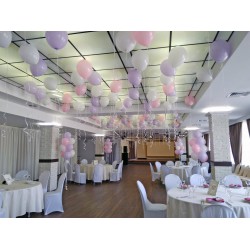 Оформление розовые+сиреневые+белые шары на свадьбу