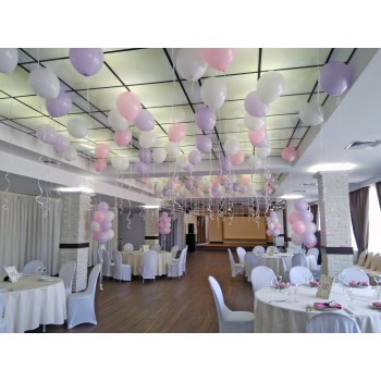 Оформление розовые+сиреневые+белые шары на свадьбу