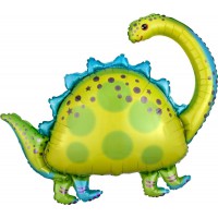 Зелёный Динозавр с длинной шеей с гелием