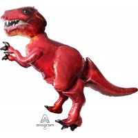 Ходячий фольгированный шар Динозавр красного цвета