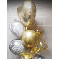 Фонтан из воздушных шаров: черный агат и золотой хром