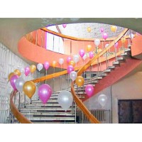 Гелиевые шары для оформления лестницы (розовый+белый+оранжевый)