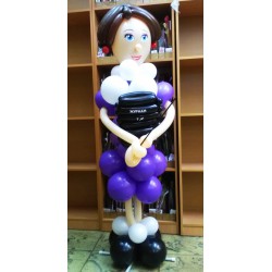 Фигура из воздушных шаров "Учительница в сиреневом платье"