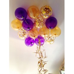 Гелиевая связка шаров фиолетовый+золотой