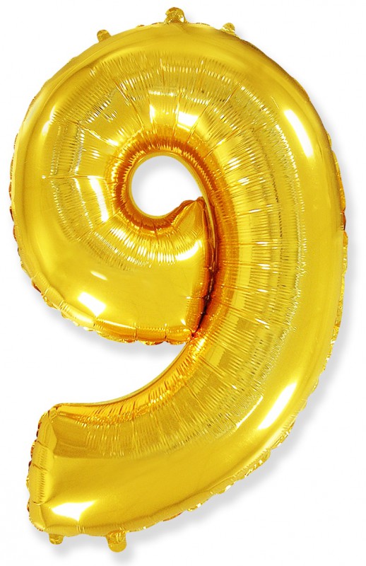 Цифра 9 золотая