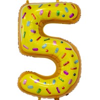 Цифра 5 желтая пончик