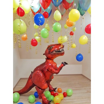 Ходячий динозавр и разноцветные шары
