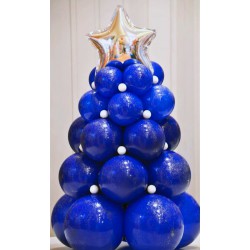 Композиция синяя новогодняя ель со звездой на основании