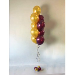 Фонтан из 9 шаров с основанием из золотых и бордовых шаров