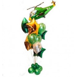 Фонтан из шаров с вертолетом зеленый