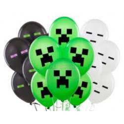 Гелиевые шары пиксели черные белые и зеленые