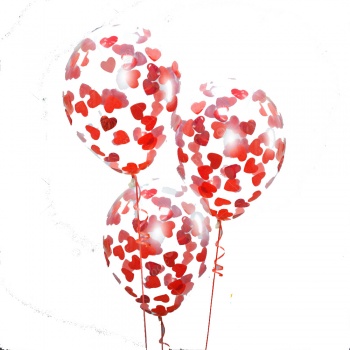Латексные шары с конфетти в виде красных сердечек