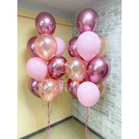 Розовый, розовый хром и розовое золото - фонтаны из шаров