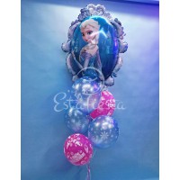 Сине-розовый фонтан на день рождения с шариком Эльза