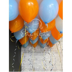 Голубые и оранжевые шары под потолок