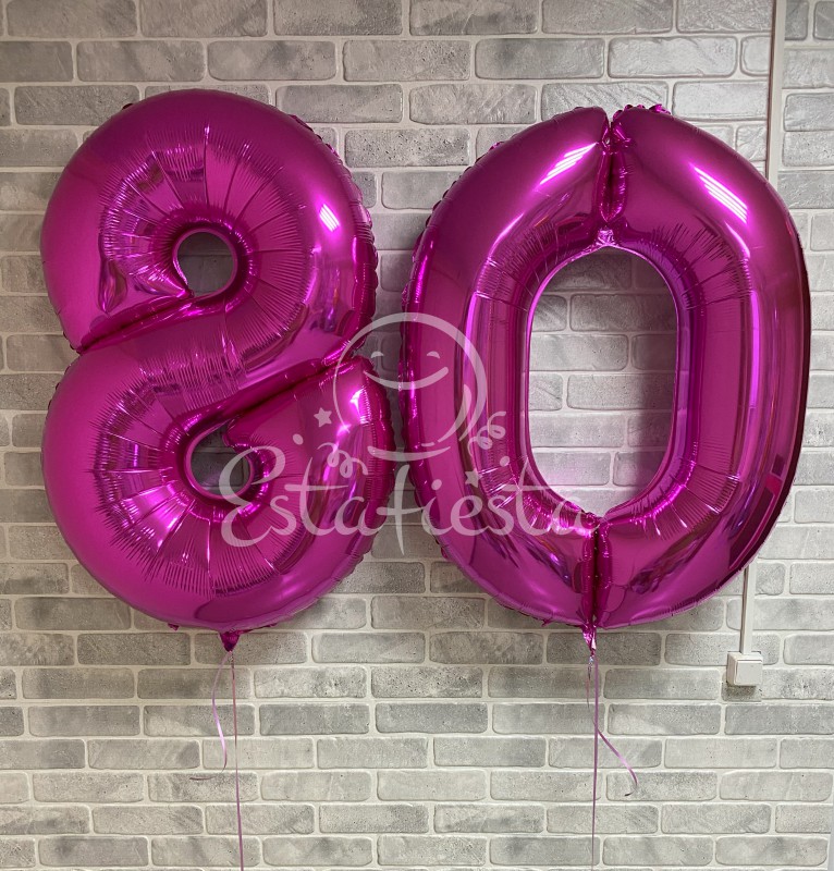 Фольгированные цифры 80 фуксия