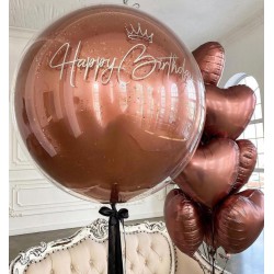 Большой шар в шаре с индивидуальной надписью и фонтан из сердец