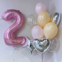Цифра и фонтан из шаров для девочки