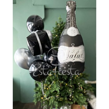 Серебряно-черный набор с шампанским