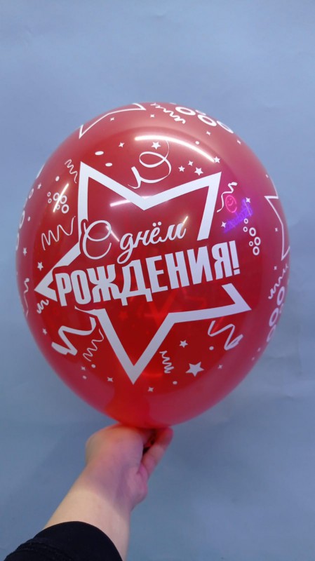Гелиевые шары "С днем рождения" серпантин и звезды