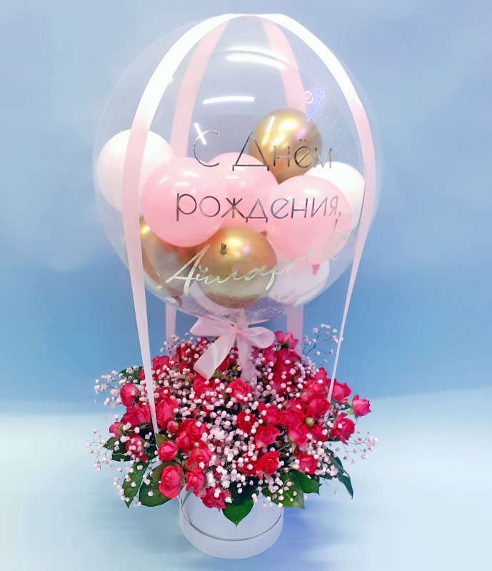 Шляпный букет в розово-золотой гамме 
